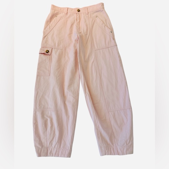 By Anthropologie The Carson Utility Barrel Pants in Pink - Picture 5 of 12